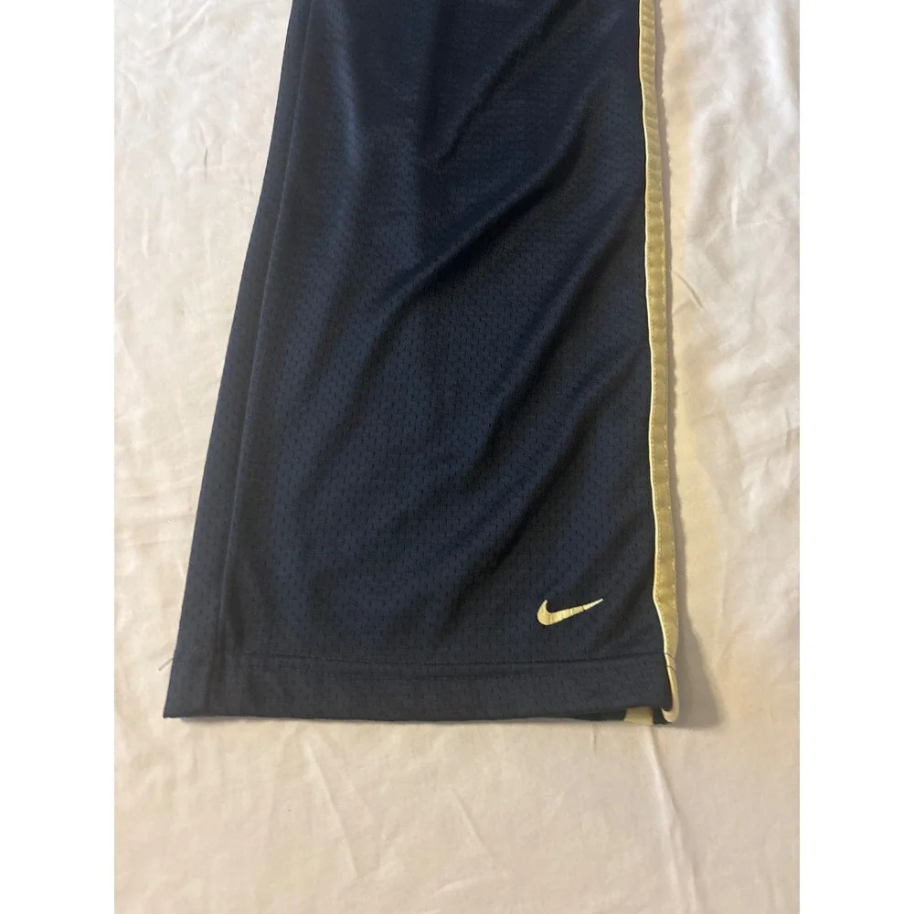 Nike Mesh Track Pants Boys M Navy Blue Excellent‎ Yellow Stripe Swoosh Athletic